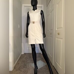 White Tommy Hilfiger collared dress with belt